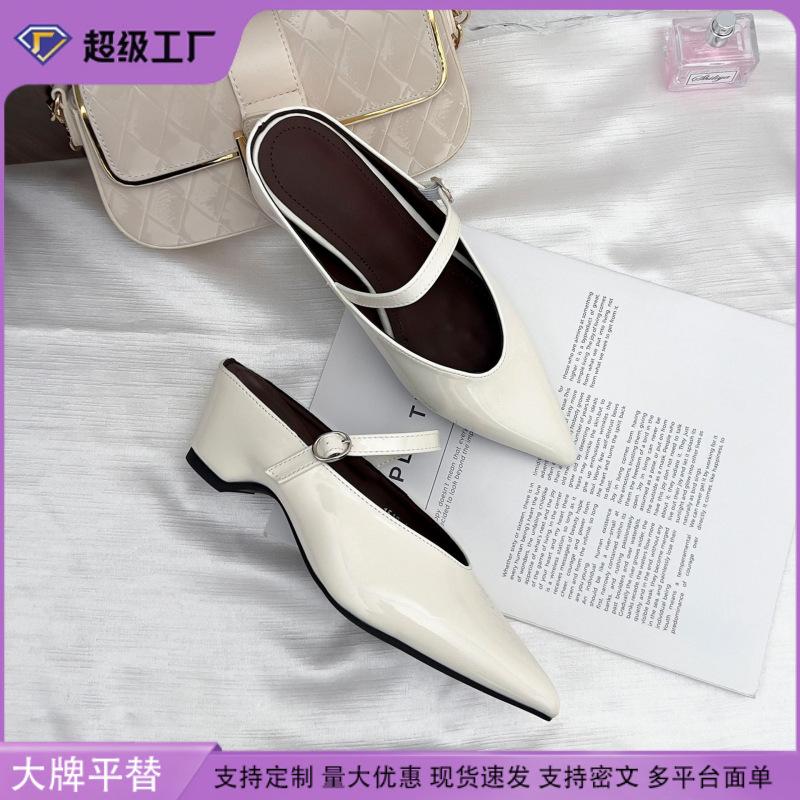 Platform Shoes Women's Summer 2025 Small Platform Heightening Single Shoes Women's Outer Wear Advanced Sense Half-drag Muller Shoes Are Versatile