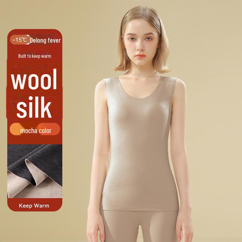 Женская бесшовная майка: Рубашка без рукавов из тонкого флиса и жилет на весну и осень