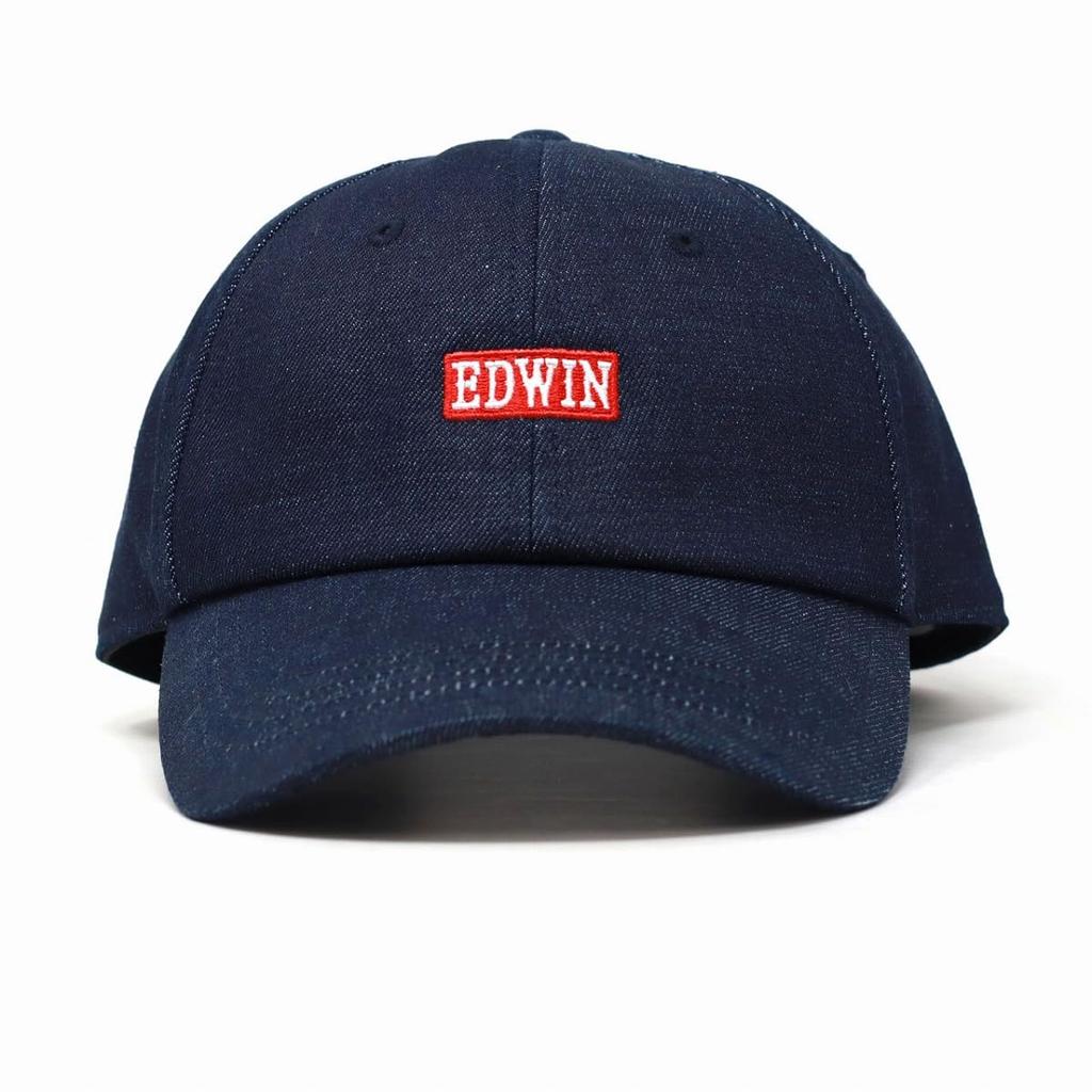 EDWIN Denim Cotton Logo Cap, Navy Denim, Free Size 57-59cm, Spring Summer Casual Hat, Japanese Brand