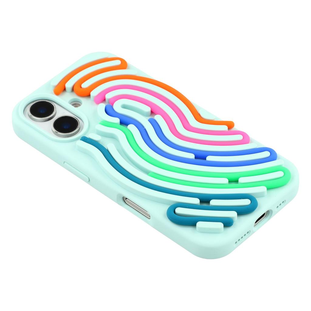 For iPhone 16 Case 3D Stress Relief DIY Colorful Bar Silicone PC Phone Cover Arc Stripe