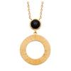 [R1149] - Gold Plated Necklace 'Cléopatra' Black Gold (black Agate) - 30x20 Mm