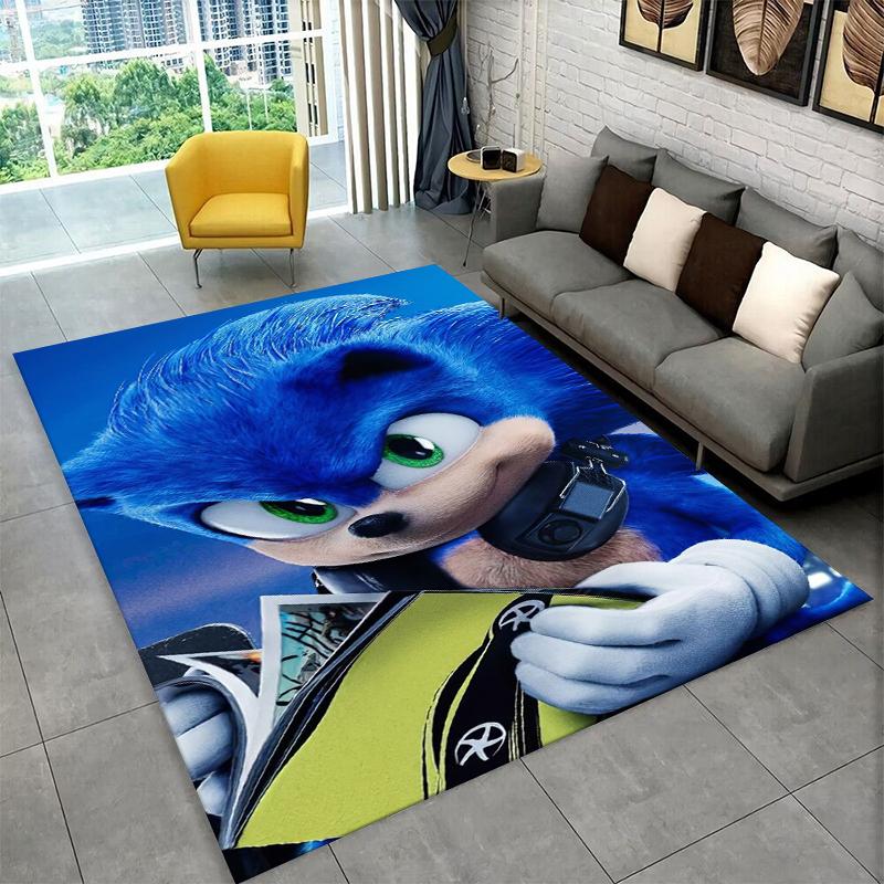 Classic Game S-Sonic Cartoon Non-Slip Area Rug for Living Room,Bedroom,Playroom,Soft Carpet Floor Mat Home Decor Rug Kids Room