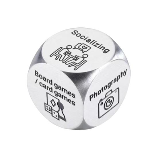 Date Idea Decider Dice Portable Stainless Steel Adults Couple Decision Dice 6 Sides Food Takeaway Decision Dice Girlfriend Boyfriend Gift