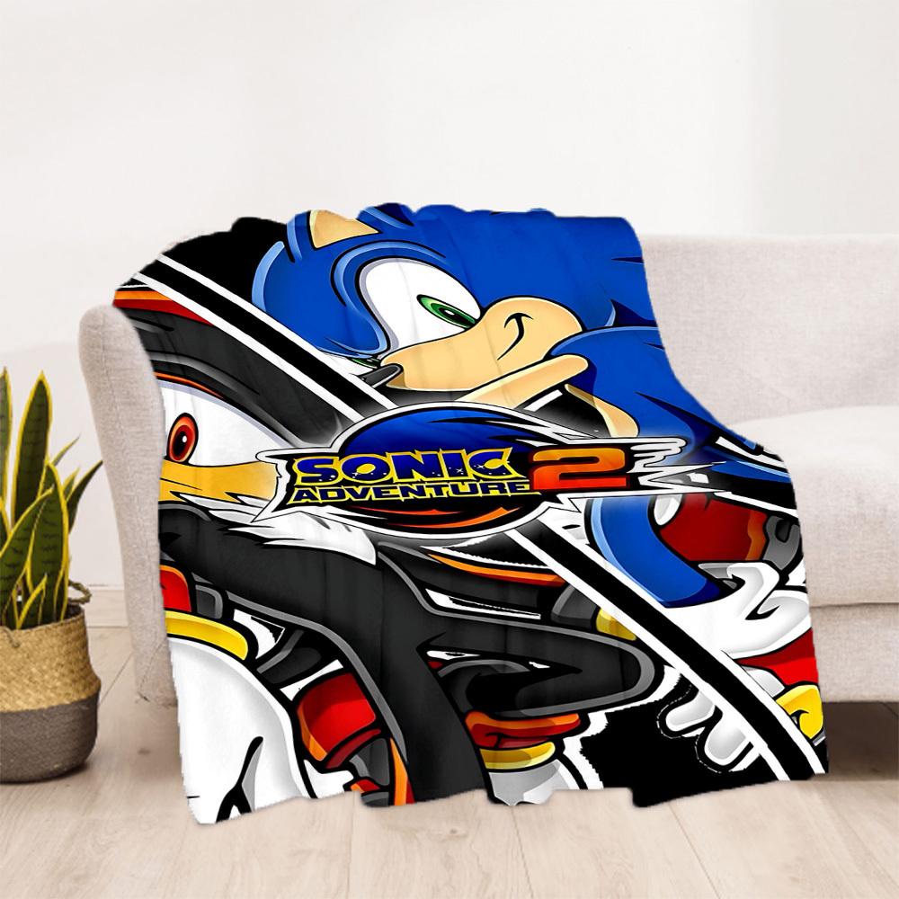 1pc Sonic Adventure Outdoor Blanket Lightweight Flannel, Soft & Warm, All-Season Use for Sofa, Outdoor, Camping, Living Room, Office033