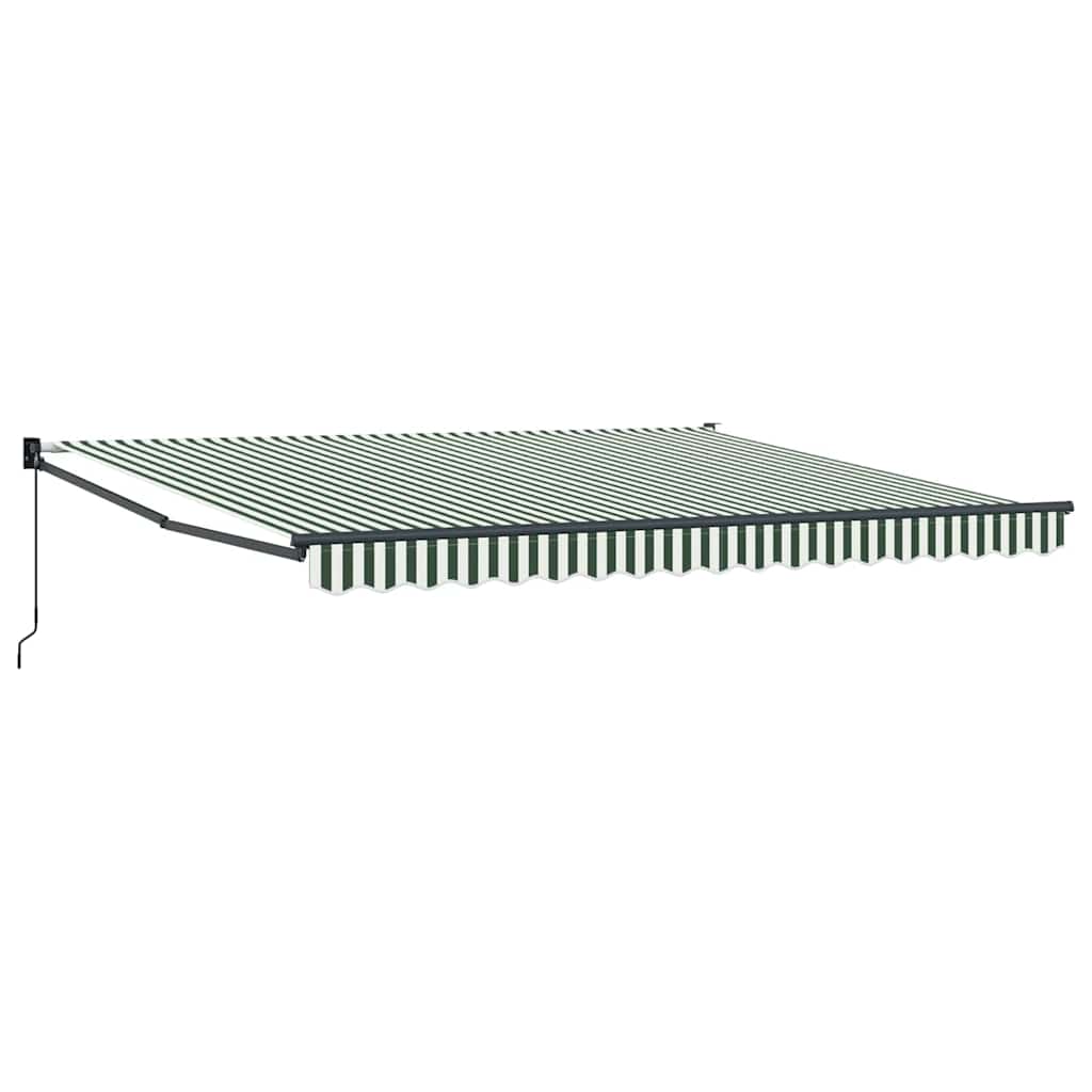 Retractable Awning Green and White 400 x 300 cm