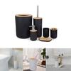 Soap Dispenser Box 6Pcs/Set Bathroom Accessories Toilet Brush Lotion Bottle Toothbrush Cup Holder Bathroom Storage Set Trash Can Bamboo Plastic
