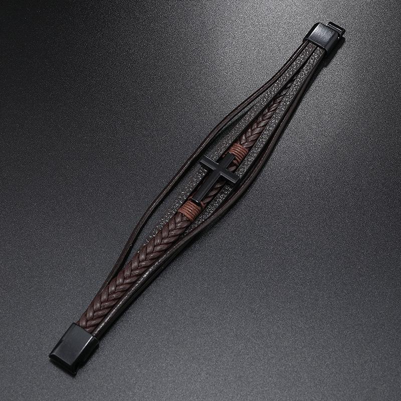 Многоцветный крест мужской PU кожаный плетеный магнитный браслет с пряжкой ювелирные изделия подарок