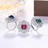 Jewelry Imitation Color Treasure Emerald Gemstone Sugar Tower Full Diamond Inlaid Ring Main 10 * 10