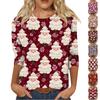Women's Fashion Casual Round Neck 3/4 Sleeve Loose Printed T-Shirt Ladies Top