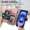 For iPhone 16 Magnetic Leather Case with Detachable RFID Blocking Zipper Wallet Cover - Pink