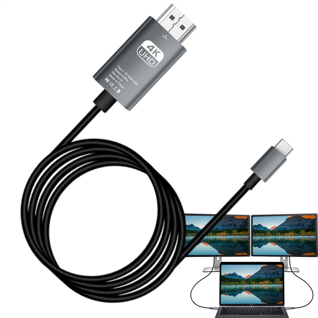 Type C To HDTV Cable USB C To HDTV Cable Adapter 4K60Hz Video Cord for Laptop Monitor TV Supports Conference Room Presentations