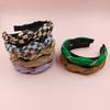 Cross-border New Color Matching Plaid Twist Chain High-end Metal Feeling Handmade Geometry Wires Fashion Women's 13CM Headband