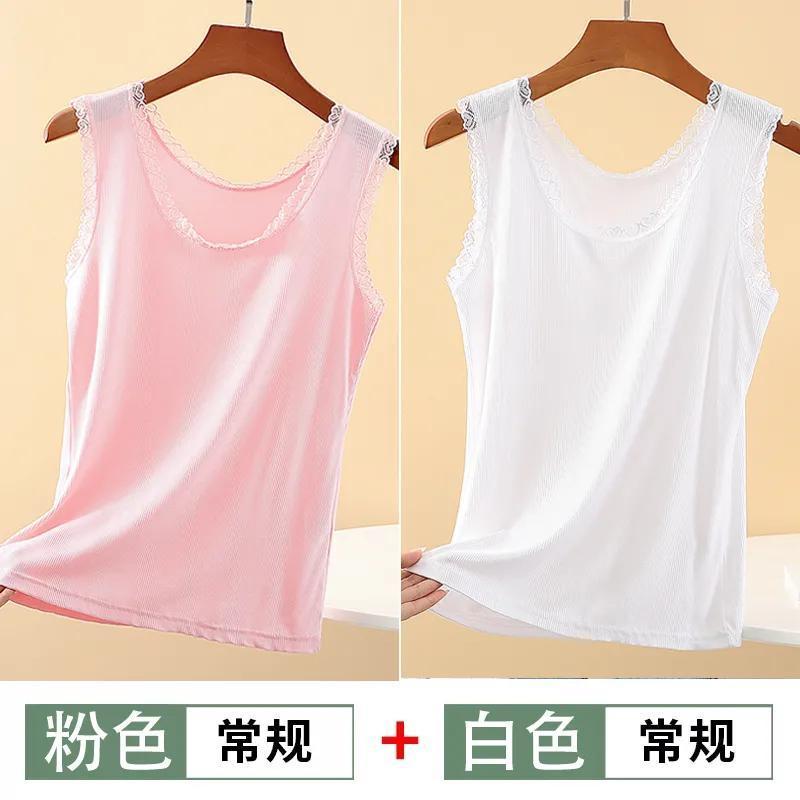 Женская майка Mo Dai Ice Thread с кружевом, свободная, большого размера, облегающая, модная, без рукавов, рубашка