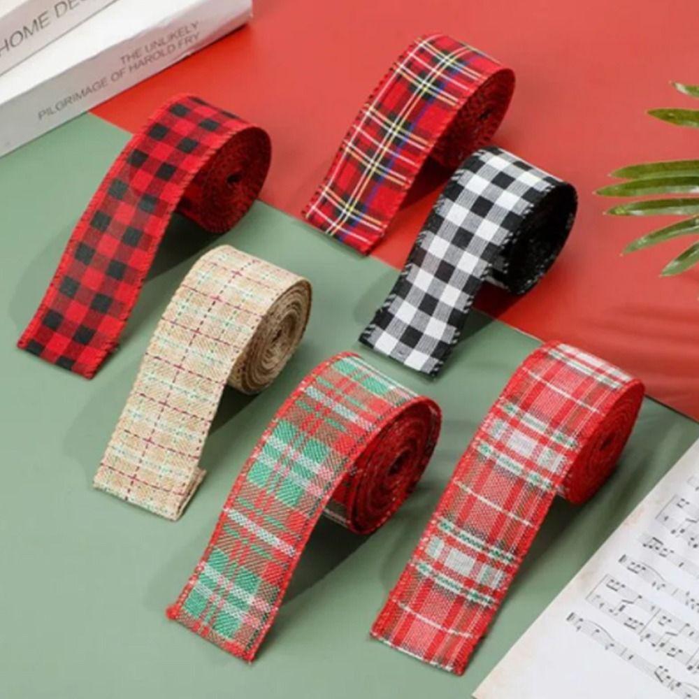 Red Black Lattice Linen Ribbon Imitation Linen Lattice Ribbon Christmas Plaid Ribbon Gift Wrapping