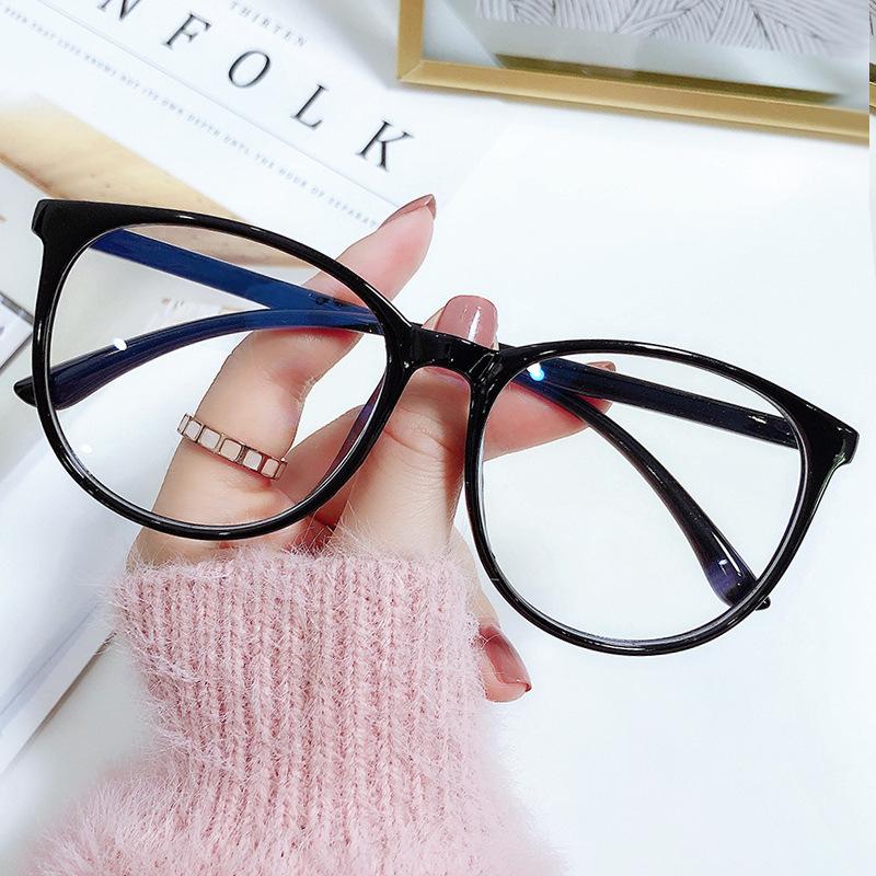 New Decorative Plane Mirror Anti Blue Light Glasses Transparent Computer Glasses Frame Without Degree Round Eyewear Women Men