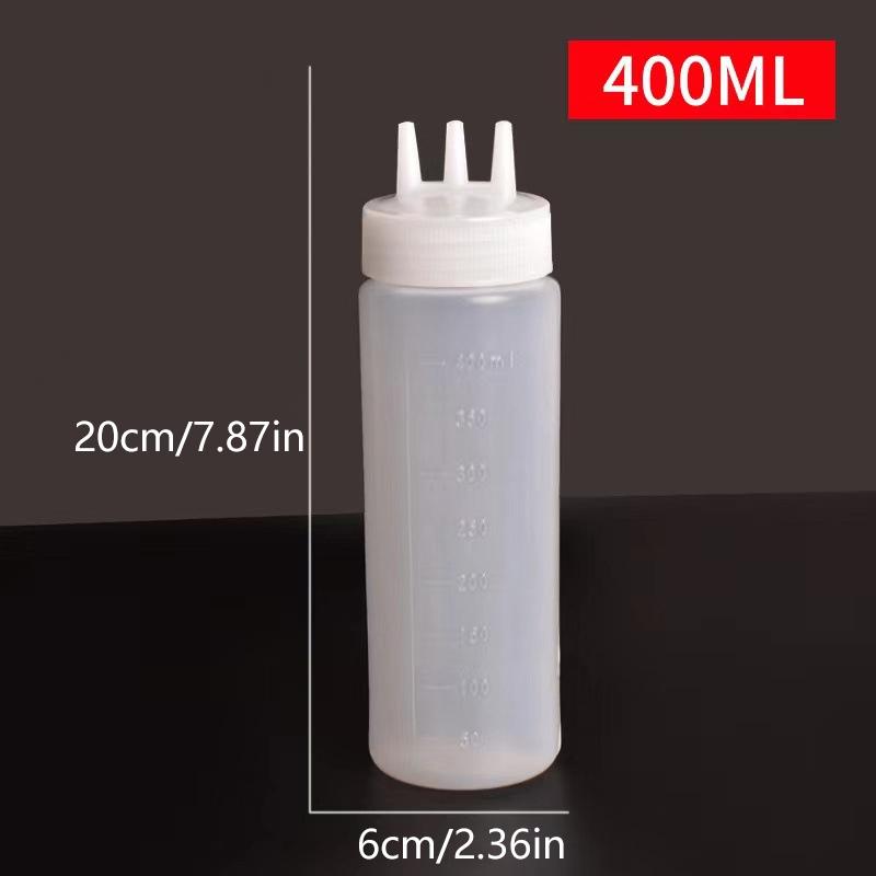 3 Holes Sauce Squeeze Sauce Bottles Condiment Dispenser With Lids Oil Bottle Kitchen Tool Seasoning Mustard Salad Storage Jar