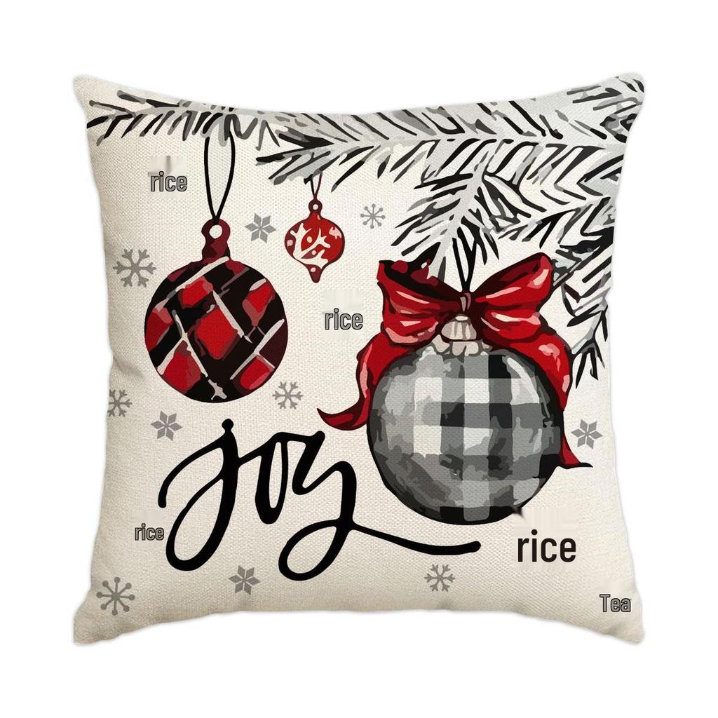 Горячая распродажа Рождественская наволочка из искусственного льна с принтом елки и снеговика - Праздничная декоративная наволочка для диванной подушки