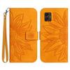 For Samsung Galaxy XCover7 Pro Case Sunflower Imprint Leather Wallet Phone Cover with Wrist Strap