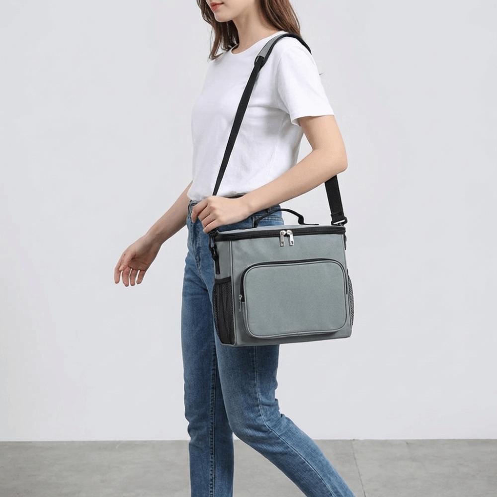 Large Capacity Insulated Lunch Bag Solid Color Food Warm Thermal Bag Tote Square Bag Picnic