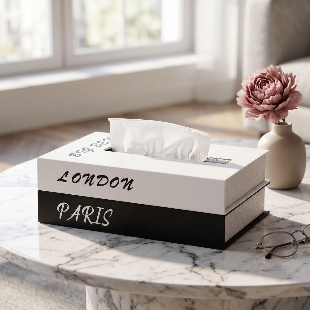 Luxury Book Style Tissue Box Ornaments Napkin Holder Case Organizer Paper Box Home Decoration