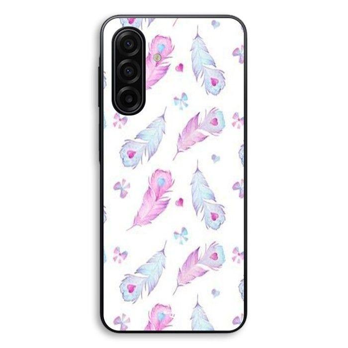 Coque Pour Samsung Galaxy A57 Plumes et coeurs rose et bleu Maniacase