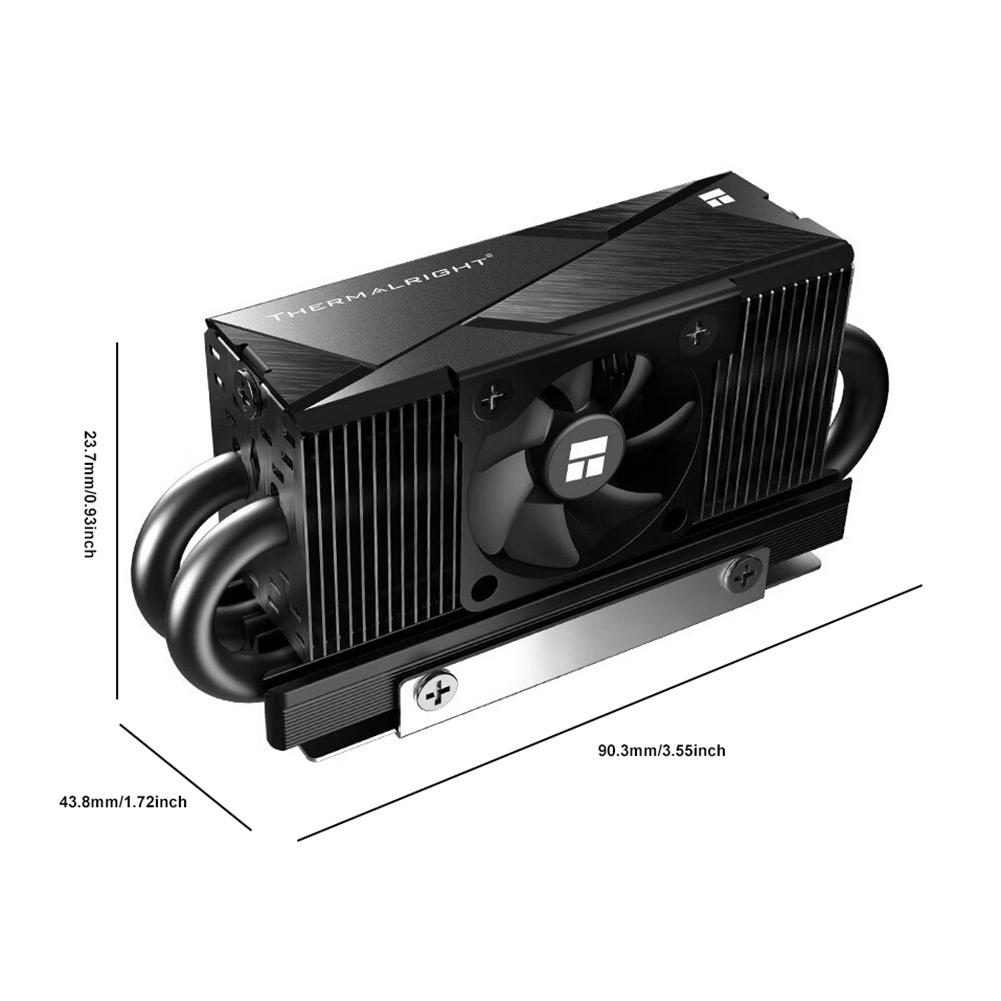 HR-10 2280 PRO Кулер для твердотельного накопителя с 4 тепловыми трубками для PCI-E5.0 M.2 SSD Охлаждающий радиатор с двойным 3010 4-контактным ШИМ-вентилятором