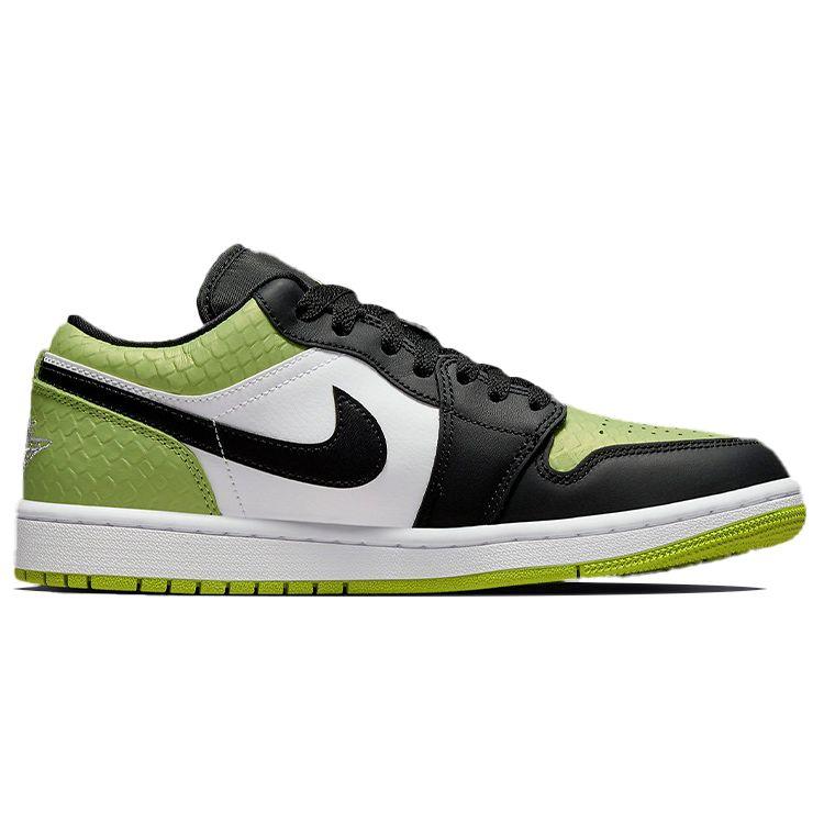 Air Jordan 1 Low SE Vivid Green Snakeskin Женские кроссовки Черный Белый DX4446-301