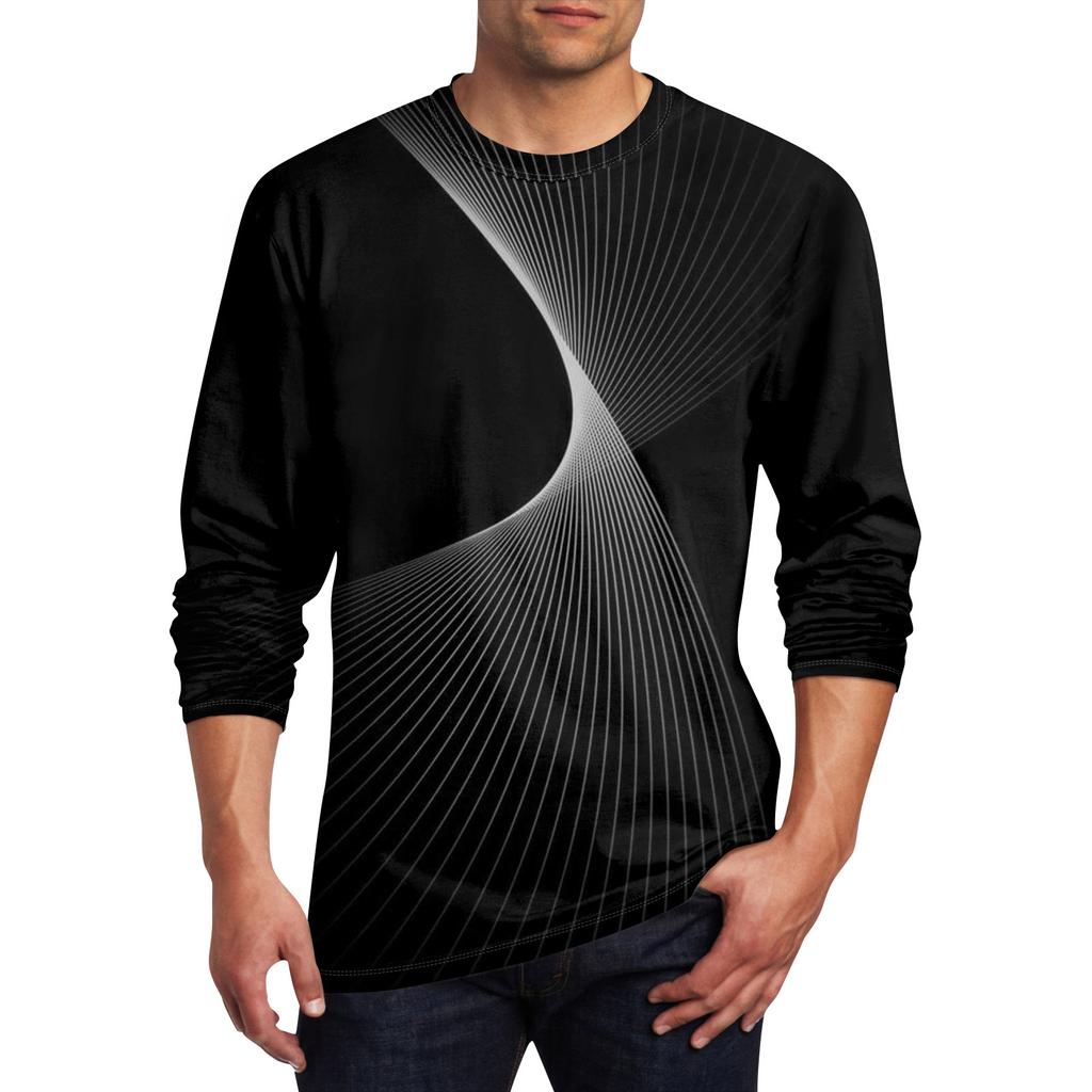 Муж. Футболка Круглый вырез Одежда Одежда На открытом воздухе Длинный рукав С принтом Модельер Винтаж