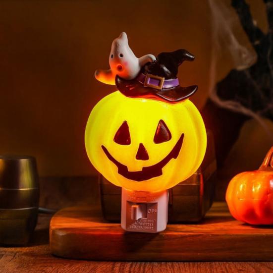 Halloween Night Light Spooky Ghost Campfire Pumpkin Boo Witch Black Cat Nightlight for Halloween Bedroom Living Room Decor