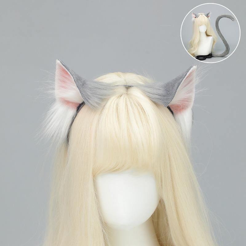 Simulation animal ear cat ear headband handmade plush cos cat ear props Comic-Con headdress cat ear cat tail set