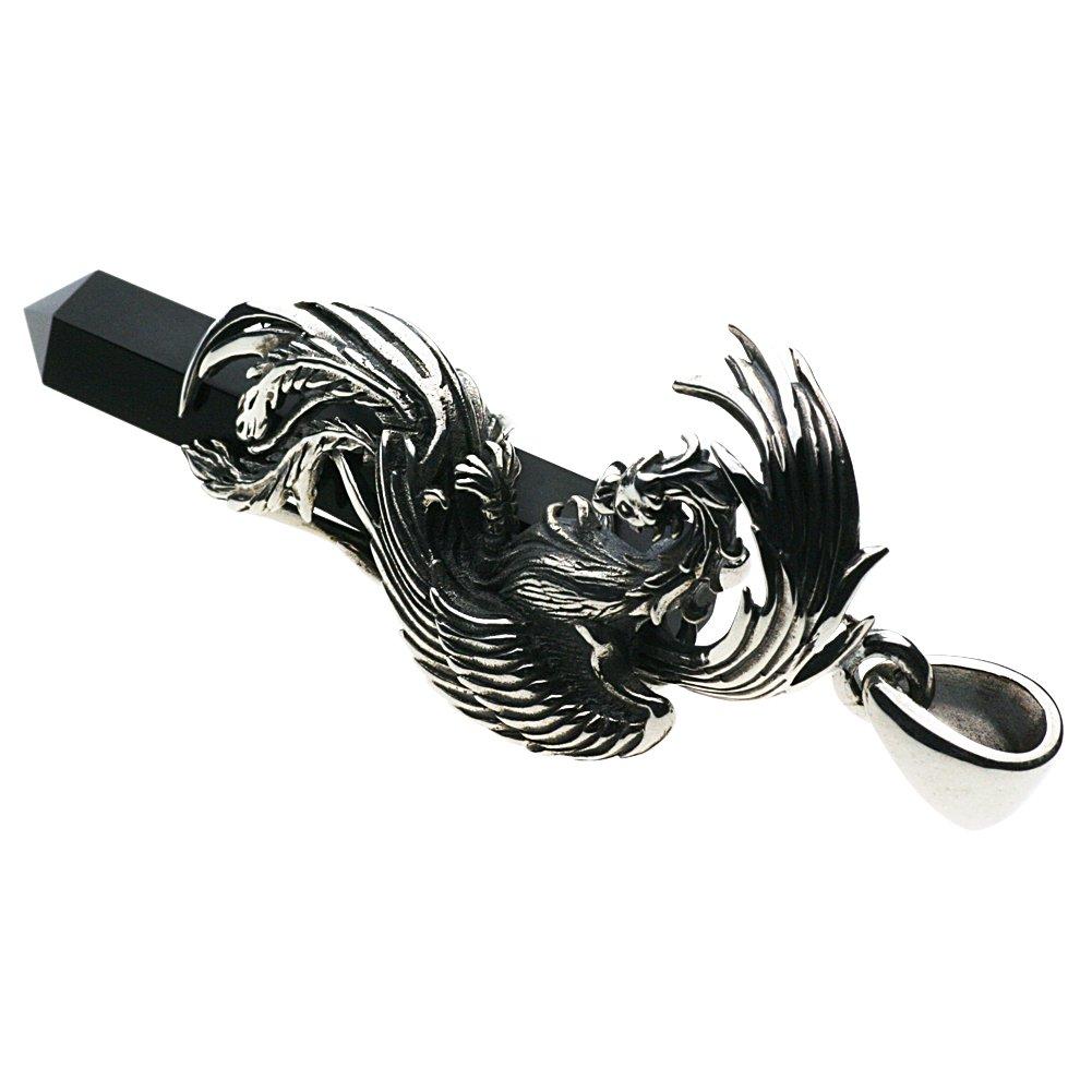 Подвеска Phoenix Pillar с черным цирконием из серебра 925 пробы p0338 [Cenote] [Серебряный аксессуар]