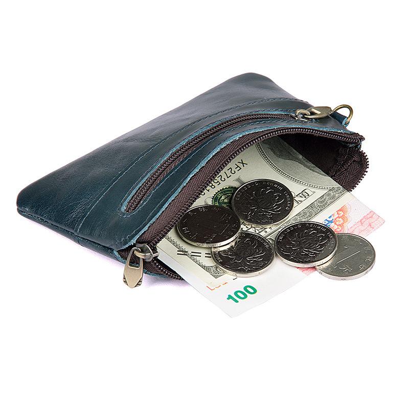 Coin Genuine Leather Purses Women And Men Small Money Bags Pocket Wallets Key Holder Case Mini Functional Pouch Zipper Credit Card Card Wallet