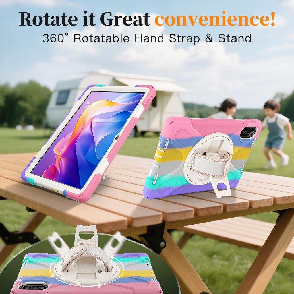 Armor Case for Xiaomi Redmi Pad 2 2025 11.0 Inch Model 25040RP0AG 25040RP0AI Heavy Duty Rotating Stand Cover with Shoulder Strap