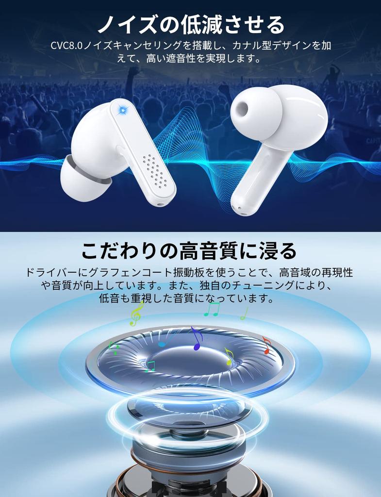 Bluetooth Wireless Earbuds with Bluetooth 2024 New Automatic LED Battery Level Touch Easy 48 Hours of Continuous Fast Comfortable Independent Use of