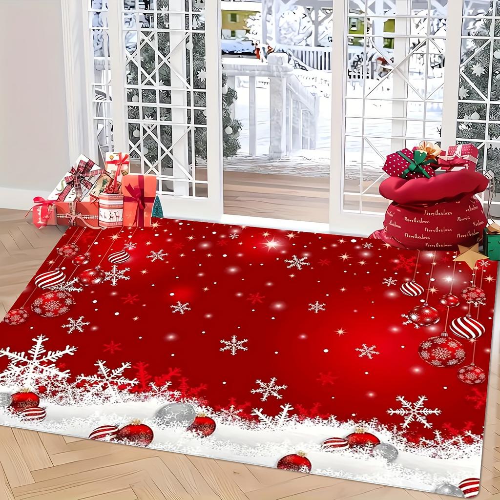 Christmas Snowflake Carpet Home Decoration, Non-Slip, Water-Absorbent And Dirt-Resistant, Bedroom And Sofa Floor Mat
