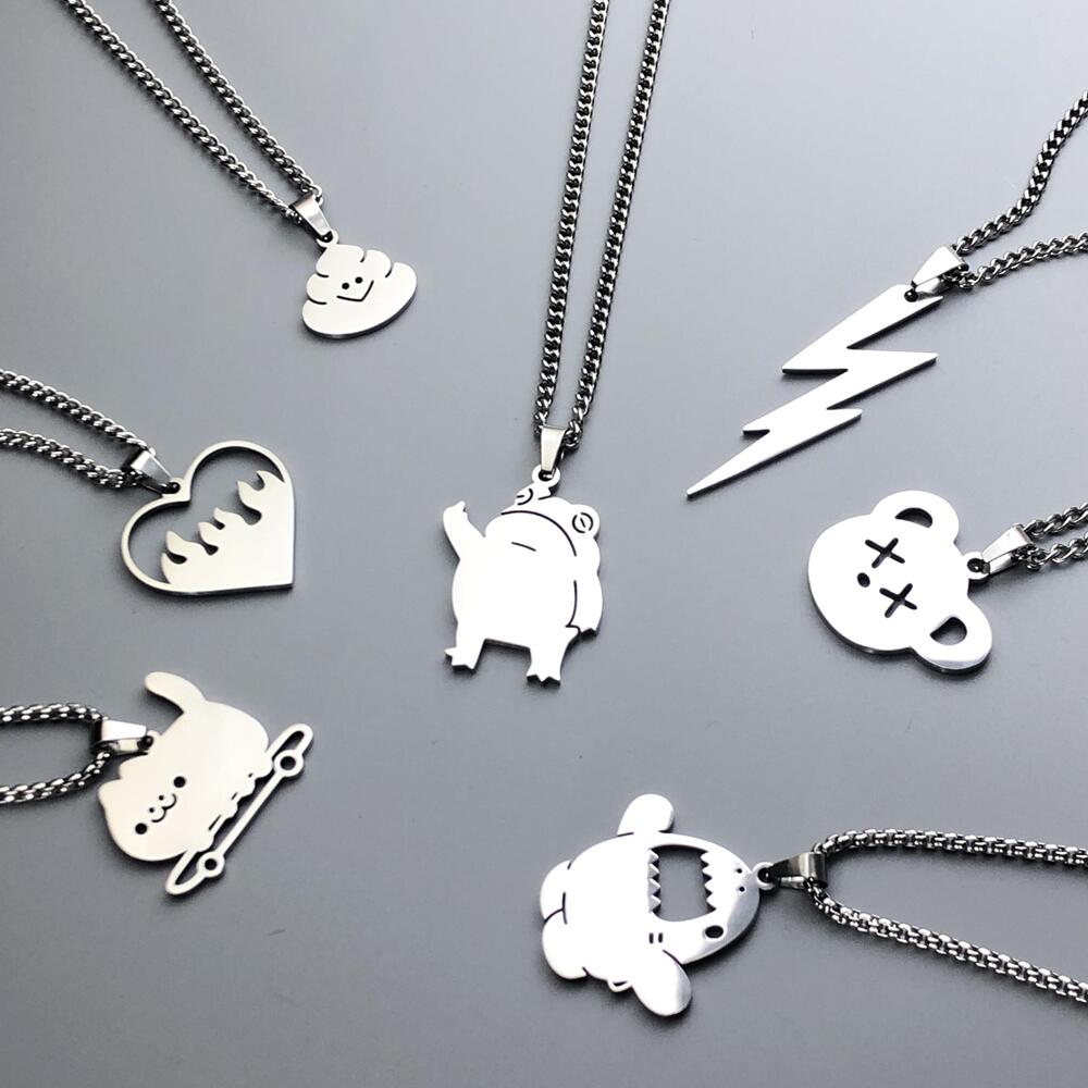 2023 Хип-Хоп Титановая Сталь Подвеска Ожерелье Для Женщин Мужчин Симпатичные Kpop Корейская Мода Каракули Ожерелье Пара Ювелирных Изделий Подарок На Вечеринку