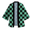 Japanese Anime Men Green Black Checkered Tanjiro Kamado Cosplay Kimono Women Acrylic Ear Clip Accessory Suit Nezuko Kamado Coat