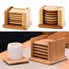 6Pcs Round/Square Shaped Bamboo Teacup Coasters Set Drink Coaster for Glass Cups/Tea Cup/Mug