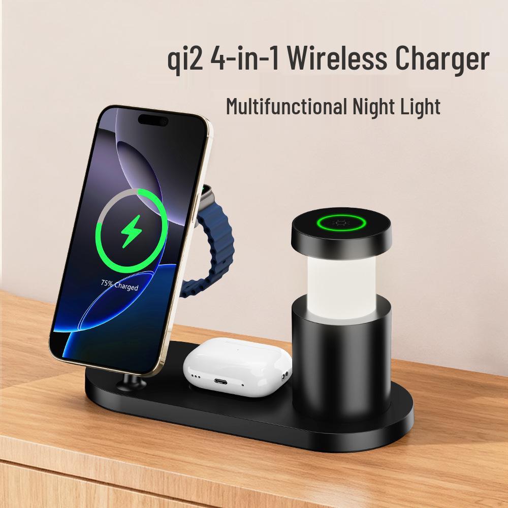 Qi2.2 Magnetic Wireless Charger & Night Light for Apple Phones, Watches, Earbuds