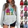 Women's Fashionable Casual Long-Sleeved Round-Neck Printed Pullover Sweatshirt