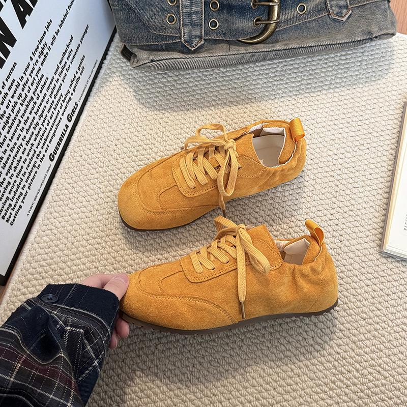 Французские ретро-бордовые туфли женские весна 2025 новые универсальные немецкие кроссовки повседневные бордовые туфли мода Форрест Гамп прилив