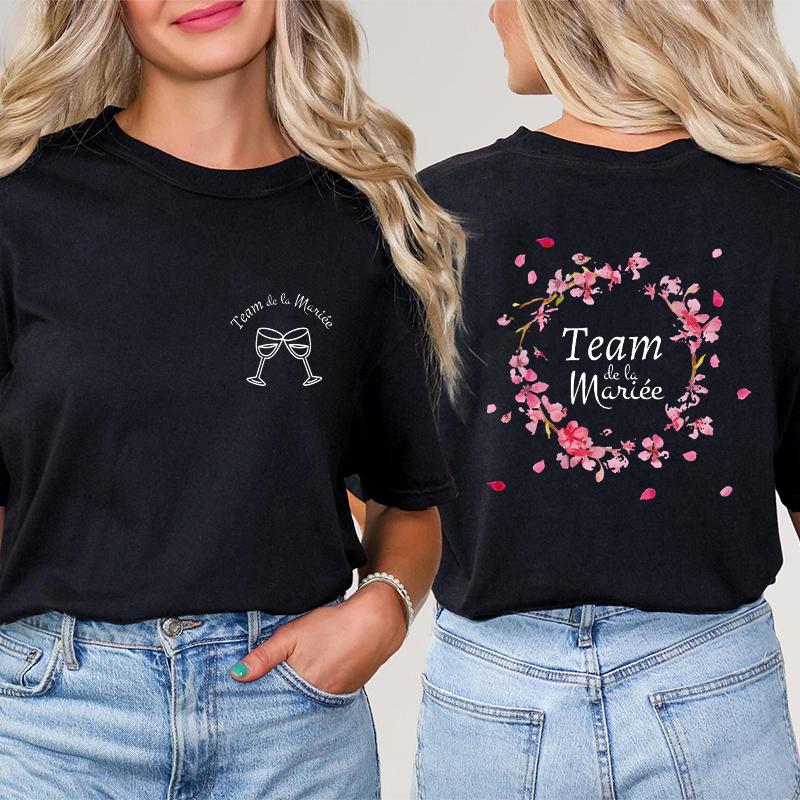 French Girls Bachelorette Party Floral Tops Unisex Single Farewell Shirt Future Bride Short Sleeve Tees Team Bride Tshirt