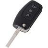 Key Shell for Ford Fiesta Focus Mondeo Smax Cmax Kuga - 3-Button Remote Key Fob Flat Blade Phonillico®