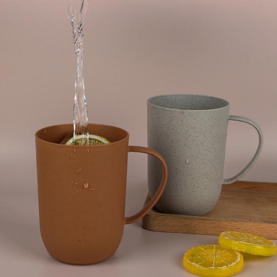 400ML Water Bottle High Capacity Anti-drop Round Mouth Ergonomic Handle Not Easy To Break Pure Color Water Cup for Home