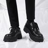 Derby Thick Soled Men's Leather Shoes Trendy Design Styles Leisure Business Office Outdoor Party Daily Youth Black Shoes New