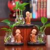 1PC Hydroponic Vase Living Room Decoration Plant Flower Pot Creative Little Monk Glass Vase Home Flower Arrangement Cute Office