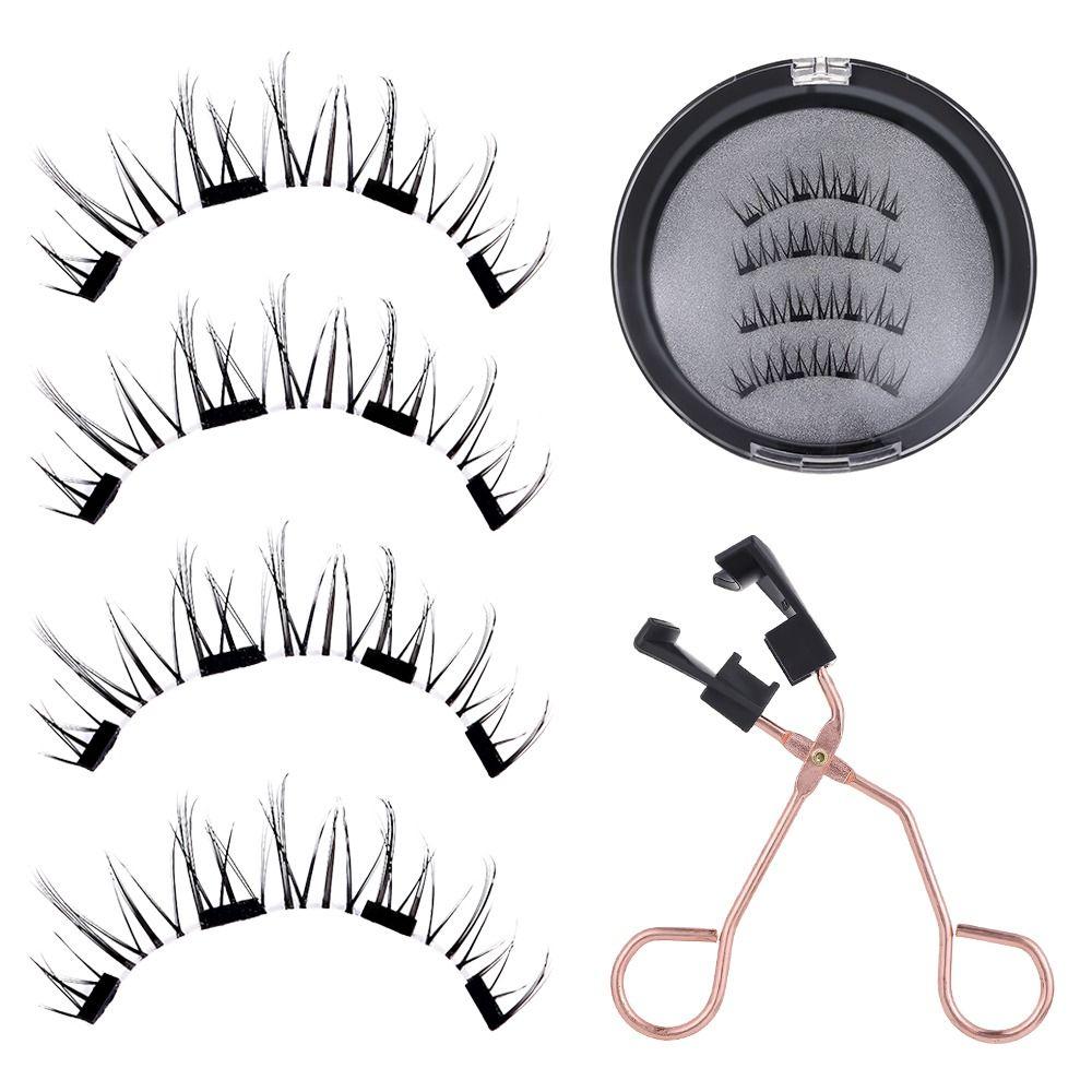 Многоразовые натуральные 4 магнита, клей не требуется, с аппликатором, магнитные ресницы, накладные ресницы