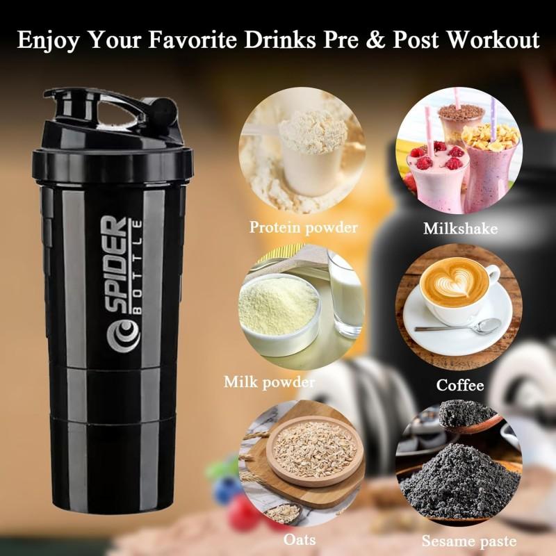 Shaker Sportowy Bidon Do Odżywek Czarny Szejker Z Sitkiem 500Ml Do Białka
