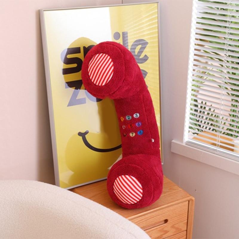 Plush Phone Throw Pillow Funny Telephone Doll Toy Sleep Pillow Christmas Decors for Bedroom Sofa Birthday Gift for Kid