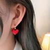 1 Pair Luxury Romantic Clip Earrings Frosted Red Heart Drop Earrings Party